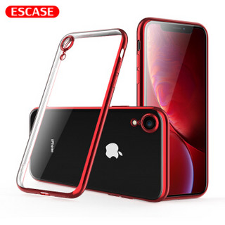 ESCASE iphone xr手机壳苹果xr手机外壳 XR保护套硅胶软壳透明全包防摔抖音同款电镀边框男女 红色