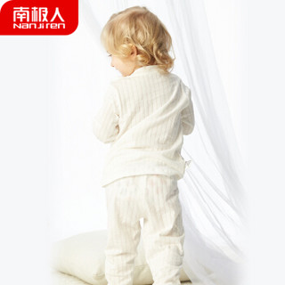 南极人Nanjiren婴儿衣服套装两件套新生婴儿爬爬服宝宝家居服纯棉提花肩扣套装白色80