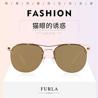 FURLA芙拉眼镜 太阳镜女潮圆脸个性金属平面防紫外线墨镜 SFU106