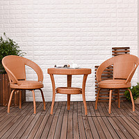 家逸阳台桌椅套件户外藤椅三件套可旋转休闲椅子简约咖啡茶几桌