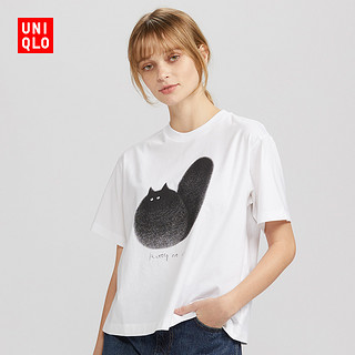 UNIQLO 优衣库 Cats are Purrfect女士印花T恤428422 白色 S