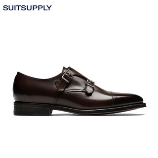 Suitsupply-深棕色意大利牛皮布莱克针法商务休闲男士孟克鞋