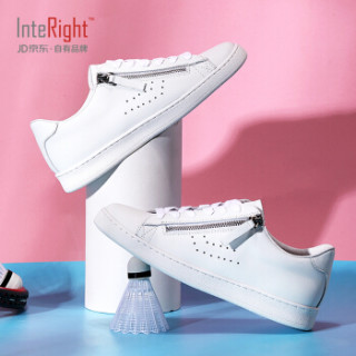 interight低帮舒适透气牛皮小白鞋平底休闲鞋男女同款情侣鞋潮流时尚