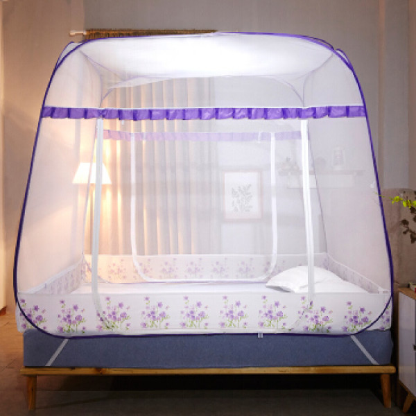 南极人(nanjiren) 免安装可折叠拉链蚊帐三开门坐床式宫廷蚊帐蒙古包