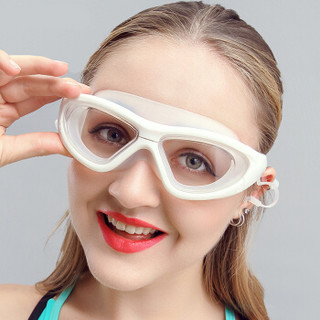 羽克泳镜高清防水防雾游泳眼镜近视大框带度数男女士游泳装备 平镜 SG9100