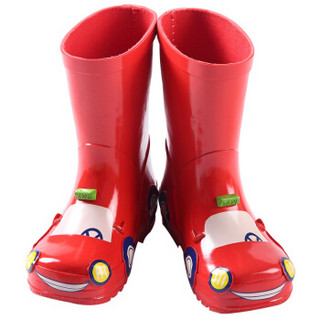 hugmii 儿童雨鞋男童女童卡通防滑雨靴小孩水鞋 红色汽车 20码/15cm