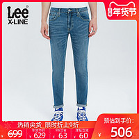 LeeXLINE蓝色牛仔裤男修身小直脚2020春夏新款长裤潮L117093QJ85C