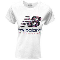 NEW BALANCE女款短袖针织上衣 圆领T恤 运动休闲服AWT81557-WT