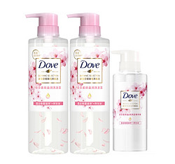 多芬(Dove)洗发水 樱花香 植萃 柔顺盈润洗发露470ml*2+护发素270ml（新老包装随机发货）