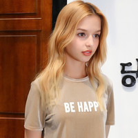 CacheCache 捉迷藏 女款复古圆领短袖字母T恤