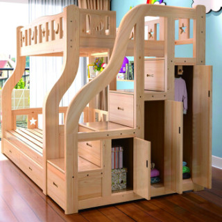 商品中伟上下床双层床实木床上下铺木床高低床直梯款上铺1300下铺1500