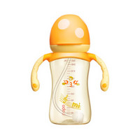 乐儿宝(bobo)奶瓶 PPSU防摔奶瓶 宽口径带手柄吸管变流量奶嘴 BP1705-O 260mL-橙色