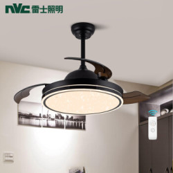 NVC 雷士 北欧现代简约吊扇灯 星弧黑 三挡调风调光 24W