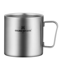 金钥匙（GOLDEN KEY）304不锈钢 直型双层隔热水杯300ml 咖啡杯茶杯防烫男女士办公杯 GK-SB300-Z