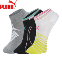 PUMA彪马袜子女士运动时尚休闲船袜3双装 中灰+黑+白 均码