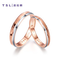 TSL 谢瑞麟 18K金戒指环玫瑰金白金双色婚戒对戒求婚气质男女戒AF088-AF089 男士 20#圈口AF088