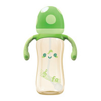 乐儿宝(bobo)奶瓶 PPSU防摔奶瓶 宽口径带手柄吸管变流量奶嘴330mL-绿色