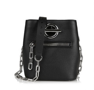 ALEXANDER WANG 亚历山大·王BLACK RIOT CROSSBODY系列 女士真皮拉链金属圆