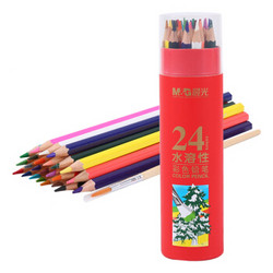 晨光(M&G)文具24色水溶性木质彩铅 儿童绘画六角杆彩色铅笔 学生填色笔套装(内赠画笔1支) 24色/筒AWP36810 *5件