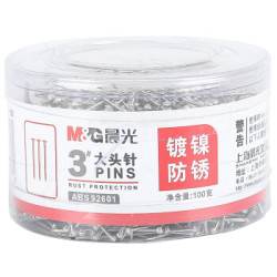晨光(M&G)文具3#大头针 镀镍定位针 办公固定针 100g/筒ABS92601 *10件