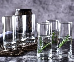 Ocean进口玻璃杯家用耐热简约透明客厅喝水杯子果汁泡绿茶杯套装