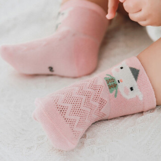 馨颂婴儿网眼短袜五双装夏季薄款新生儿男女童船袜宝宝袜子套装 可爱猪组 M(2-3岁)