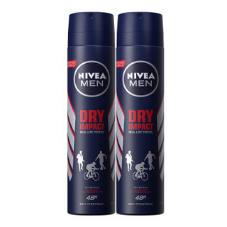 NIVEA 妮维雅 男士止汗喷雾 干爽魄力爽身气雾 抑汗除汗香体双支套装150ml*2