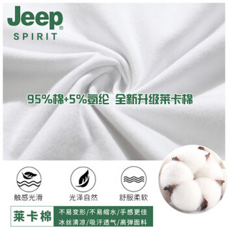 吉普(JEEP)短袖T恤男装运动打底衫休闲短袖青年圆领体恤半袖上衣男士夏装衣服H-9009 白色 XL