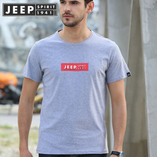 吉普(JEEP)短袖T恤男装休闲薄款透气百搭圆领男士半袖2020夏季X-3911 灰色 M