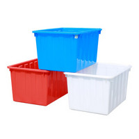 卡质 KAZHI 户内外塑料垃圾箱50升 红色加厚大号塑料水箱长方形储水桶大容量养鱼箱水产养殖箱家用周转箱