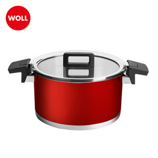 德国WOLL 不锈钢系列汤炖锅24cm 家用双耳焖锅汤锅 燃气灶电磁炉通用锅具 红色