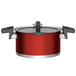 德国WOLL 不锈钢系列汤炖锅24cm 家用双耳焖锅汤锅 燃气灶电磁炉通用锅具 红色