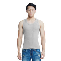 宜而爽(YOUR SUN)男士螺纹背心纯棉紧身工字型男修身运动打底汗衫2件组合装 2041211-2麻灰两件 L/170