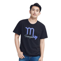 宜而爽(YOUR SUN)纯棉星座文化衫夏装圆领大码宽松短袖T恤衫男女青年情侣装 1965111黑色-天蝎座 XXL/180