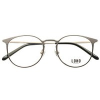 LOHO 复古眼镜框女超轻眼睛框镜架男可配近视眼镜金属文艺潮 LH2125 +1.60防蓝光镜片