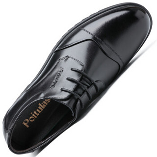 波图蕾斯(Poitulas)皮鞋男士英伦系带正装鞋舒适牛皮三接头商务休闲皮鞋男鞋 2096 黑色 45
