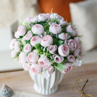 花瓶花器】爱已装糖 仿真花假花玫瑰餐桌花套装客厅落地干花绢花插花