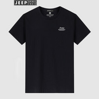 吉普(JEEP)短袖T恤男纯色简约青年男士2020夏季薄款透气圆领T恤H-9044 黑色 2XL