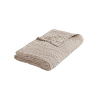 大朴家纺 A类毯子 纯棉三层纱布毛巾被 褶皱纱盖毯 春秋盖毯 办公室午睡毯 烟粉 150cm*200cm