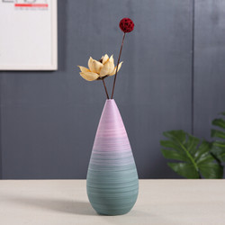 Hoatai Ceramic 北欧家居手工陶瓷花瓶摆件 紫菱水滴A款+干花