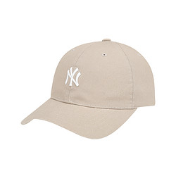 MLB 美国职棒大联盟 中性NY刺绣宽檐圆顶棒球帽 米黄色