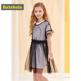 Balabala 巴拉巴拉 女童连衣裙 22112180108 黑色 130cm