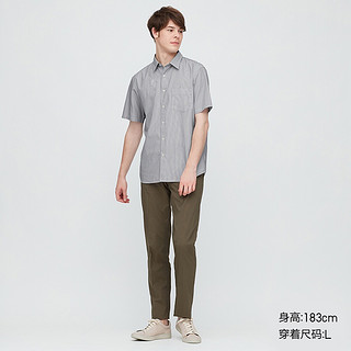 男装 优质长绒棉条纹衬衫(短袖) 427310 优衣库UNIQLO