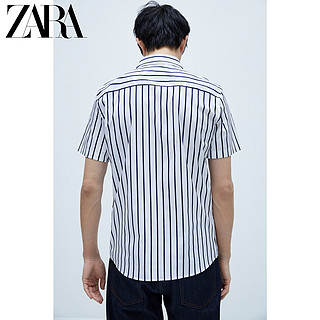 ZARA 新款 男装 条纹超修身短袖衬衣衬衫 04198485250