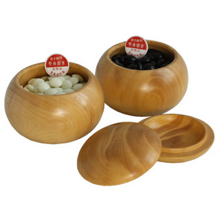 云子（yunzi）围棋 粹系列A型双面凸大号亮光精品榧木雕花外盒榧木罐 围棋套装