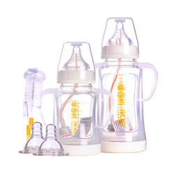 爱得利奶瓶新生儿玻璃奶奶瓶宽口径防摔宝宝奶瓶150ml+260ml吸管