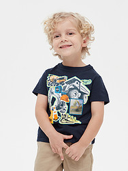 Gap 盖璞 000584371 幼儿 创意印花圆领镭射短袖T恤