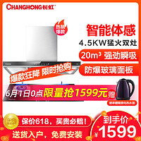 长虹(CHANGHONG)20立方T型欧式油烟机烟灶套餐4.5KW火力燃气灶具套装CXW-258-E50 Z12天然气