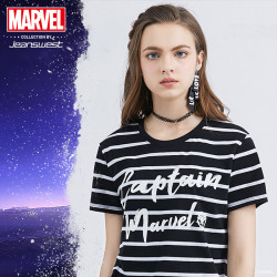 Jeanswest 真维斯 漫威联名 惊奇队长 女士圆领短袖T恤
