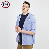 C&A清新条纹休闲连帽机能风长袖衬衫CA200226135
